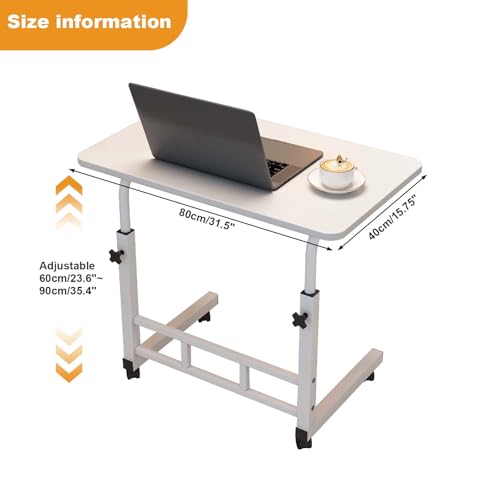 MilleLoom Small Standing Desk with Wheels, Portable Standing Desk Adjustable Height, Small Computer Desk Rolling Desks, Portable Laptop Standing Table for Home Office Study Bedroom White MilleLoom