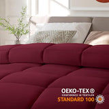 COHOME Quilted Queen Size Comforter - All-Season Down Alternative Duvet Insert - Luxury Hotel Winter Warm Burgundy Comforter with Anti-Clump Tech & 8 Tabs -Reversible（88"x88"） COHOME