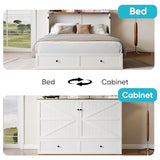 CECER Full Size Murphy Bed with Tri-Folding Mattress，Murphy Bed Full with Large Storage Drawer and Charging Station for Small Spaces/Bedroom（White） CECER