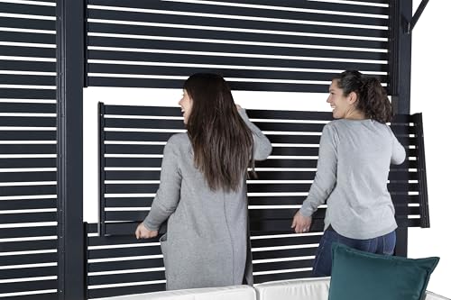 Sojag Meeru 9 ft. x 12 ft. Outdoor Aluminum Pergola with Rustproof Powder-Coated Frame, Welded Anchoring Plates, and Louvered Wall Design for Stylish Backyard Shade and Shelter Sojag