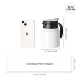 PYD Life Thermal Carafe Sublimation Blanks Coffee Pot 32 OZ White Large 1 Liter Stainless Steel Double Wall Vacuum Insulated Flask for Sublimation Oven Print 2 Pack PYD Life