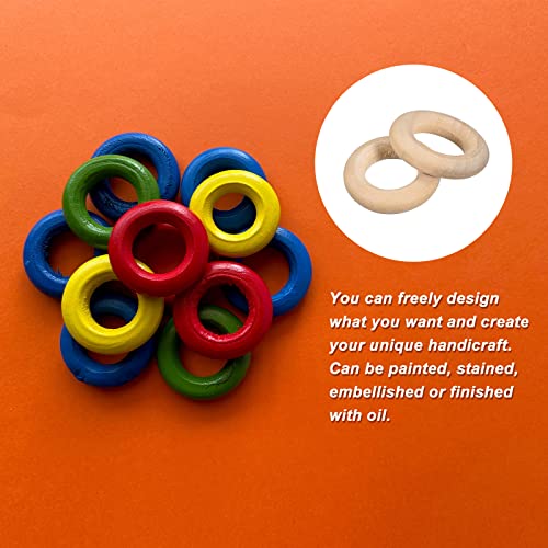 uxcell 50Pcs 20mm(0.8-inch) Natural Wood Rings, 5mm Thick Smooth Unfinished Wooden Circles for DIY Crafting, Knitting, Macrame, Pendant uxcell