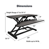 Vari Varidesk Pro Plus 36 Electric Standing Desk Converter – 11 Height Settings + Spring-Loader Lift, 2 Tier Design, Keyboard Tray – Fits Desktops 36” Wide x 26.5" Deep – Fully Assembled (Black) Vari