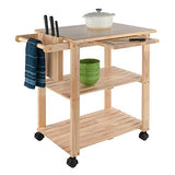 Winsome Wood Kitchen Cart With Cutting Board, Knife Block and Shelves, Beech Winsome