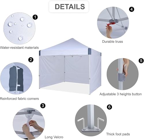 OUTDOOR WIND 10x10 Pop Up Canopy Tent with Sidewalls, Heavy Duty Commercial Instant Tent with Sand Bags for Deck, Party, Camping, Backyard, Playground, White OUTDOOR WIND