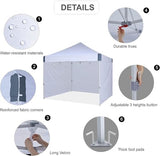 OUTDOOR WIND 10x10 Pop Up Canopy Tent with Sidewalls, Heavy Duty Commercial Instant Tent with Sand Bags for Deck, Party, Camping, Backyard, Playground, White OUTDOOR WIND