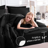 CozyLux Twin XL Comforter Set Black, 5 Pieces Twin Extra Long Bed in a Bag for College Dorm, All Season Bedding Set with Stitch Quilted Comforter, Flat Sheet, Fitted Sheet, Pillowcases CozyLux