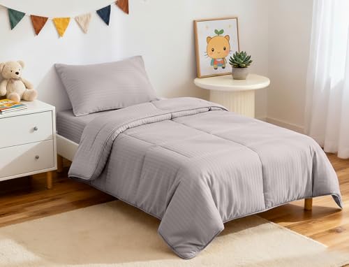 ZPECC Toddler Bedding Set - 4 Piece Hypoallergenic Baby Crib Bedding Set for Boys and Girls, Includes Toddler Comforter, Flat Sheet, Fitted Sheet and Pillowcase, Ashes of Roses ZPECC