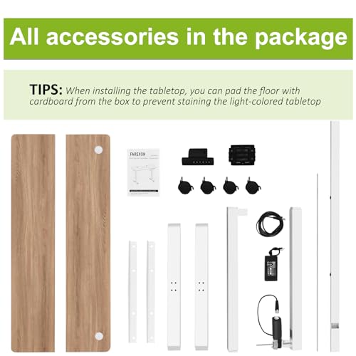 farexon Electric Standing Desk 55 x 24In with Charging Station, Adjustable Height Desk with Mouse Pad, 2 USB Ports & 3 Power Outlets, 4 Caster, 4 Preset Heights, 27''-46'' Lifting Range farexon