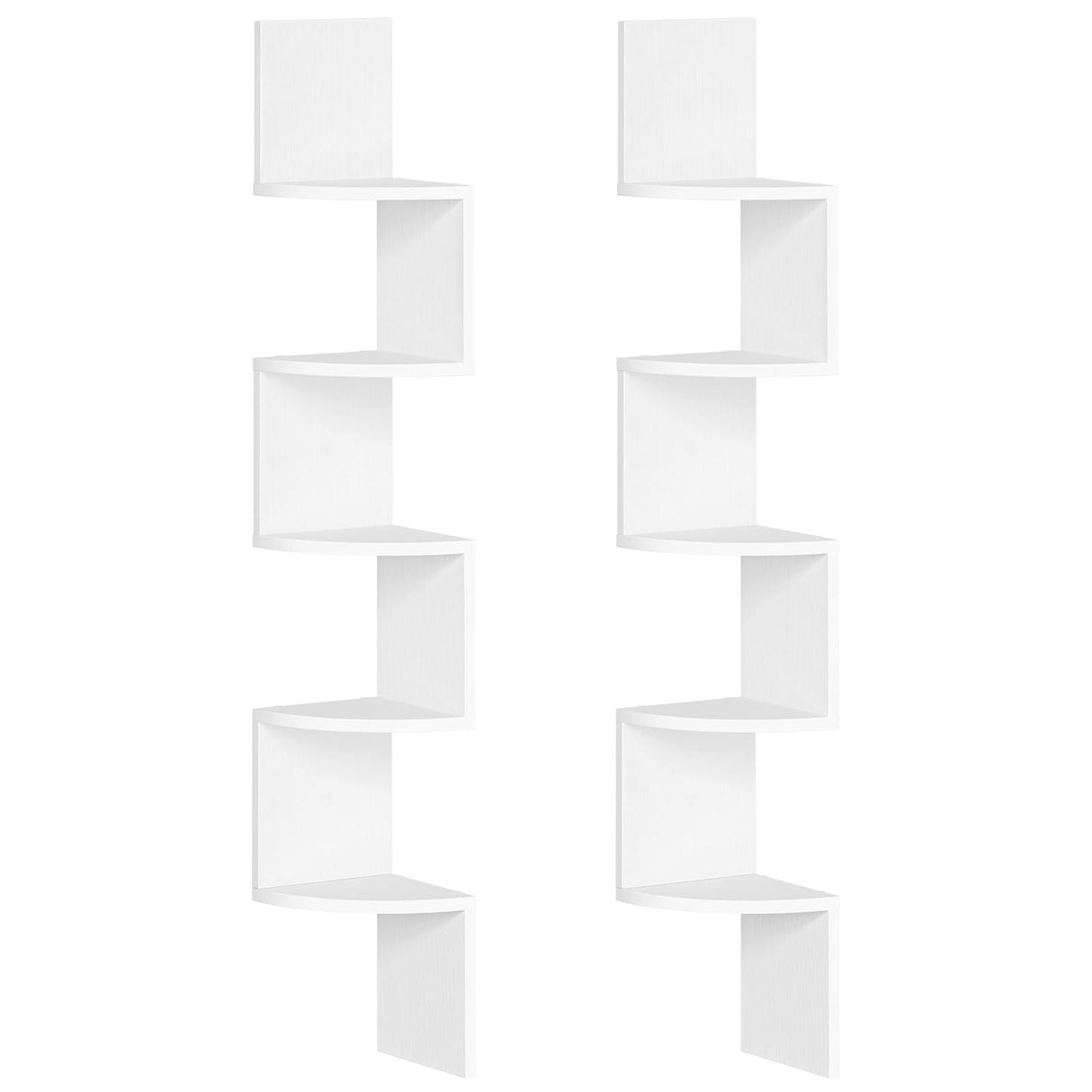 HOOBRO Corner Shelf Wall-Mounted, Set of 2 Floating Corner Shelves for Wall, 5-Tier Corner Bookshelves for Living Room, Bedroom, Bathroom, Home Office, White WT26BJP201 HOOBRO