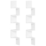 HOOBRO Corner Shelf Wall-Mounted, Set of 2 Floating Corner Shelves for Wall, 5-Tier Corner Bookshelves for Living Room, Bedroom, Bathroom, Home Office, White WT26BJP201 HOOBRO