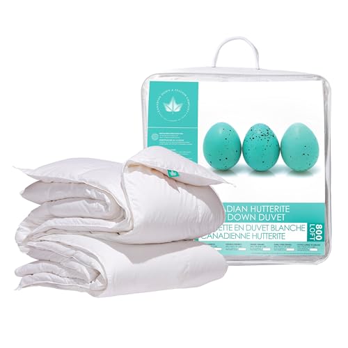 Canadian Down & Feather Co. - Regular Weight 800 Loft Canadian Hutterite White Down Duvet King Size - 500 TC Shell 100% Cotton - Made in Canada Canadian Down & Feather Company