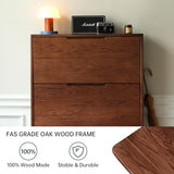 Wayshome Oak Shoe Cabinet with 3 Flip Drawers, Solid Wood Shoe Storage Cabinet, Narrow Shoe Organizer for Entryway, 7.9" x 33.5" x 45.7", Oak Wood, Walnut Wayshome