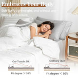 Simple&Opulence 100% Long-Strand Silk Comforter Full-78”x86”, Tussah Silk Weight 1.87 LBS Breathable Jacquard Duvet Insert with Cotton Cover Quilt for Spring/Summer/Fall Premium Bedding, Creme Simple&Opulence