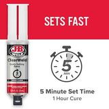 J-B Weld ClearWeld 5 Minute Epoxy, Clear, Syringe, 2 Pack, 50112-2 J-B Weld