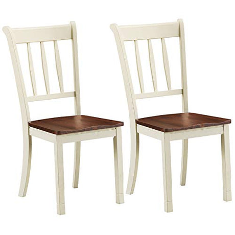 Giantex Wood Dining Chairs Set of 2, Armless Kitchen Chairs w/Solid Rubber Wood Frame, Easy to Assemble Dining Side Chair, Farmhouse Dining Room Chairs Giantex