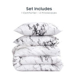 Wake In Cloud - Marble Comforter Set, Neutral Modern Aesthetic for Men Women, Soft Lightweight Bedding, 3 Pieces, Black White, California King Size Wake In Cloud