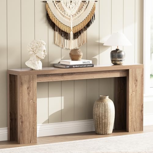 70.9 Inch Extra Long Console Table, Farmhouse Entryway Table with Thickened Base, Wood Sofa Table Behind Couch Table, Narrow Entryway Accent Table for Living Room, Hallway, Entrance, Foyer, Brown karlott