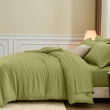 FUANNA Queen Comforter Set Olive Green, 7 Pieces Soft Bedding Sets Queen Size, All Season Lightweight Bed in a Bag with Comforter, Flat Sheet, Fitted Sheet, Pillowcases & Shams FUANNA