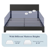 Allewie Queen Bed Frame with Adjustable Headboard, Faux Leather Platform Bed with Wood Slats, Heavy Duty Mattress Foundation, No Box Spring Needed, Noise-Free, Easy Assembly, Black Allewie