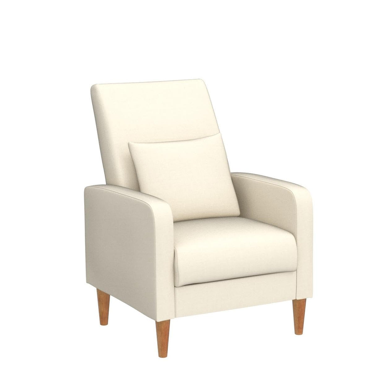 COLAMY Modern Upholstered Accent Chair Armchair with Pillow, Fabric Reading Living Room Side Chair,Single Sofa with Lounge Seat and Wood Legs, Beige COLAMY