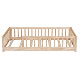 Oudiec Twin Size Montessori Floor Bed with Safety Fence - Easy Assembly Solid Wood Frame in Natural Finish Oudiec