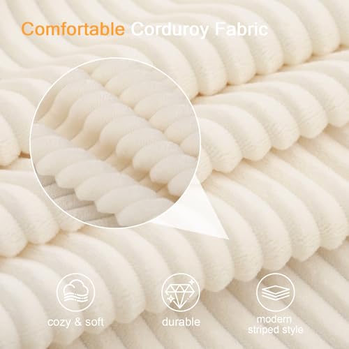 MeMoreCool Convertible Sofa Bed – Small Beige Corduroy Loveseat Sleeper, Boneless Fold-Out Cloud Couch with Foam, Trifold Floor Futon with Washable Cover for Bedroom, Apartment, Guest Room MeMoreCool