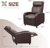 Furniwell Massage Recliner Chair for Living Room Adjustable PU Leather Reclining Chair Home Theater Seating Modern Winback Single Sofa for Adults with Footrest (Leather, Brown)