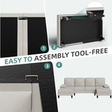 JAMFLY Sectional Sofa Couches for Living Room, 4 Seat U-Shaped Sofa Couch Living Room Furniture Sets Clearance with Double Chaises, Beige JAMFLY