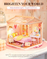 Rolife Super Creator Kits Pink Bedroom, Tiny House Building Blocks for Little Dolls, DIY Plastic Mini House Model Building Kits for Teens Aged 14+, DIY Crafts/Hobbies for Adults (Lovely Pink Bedroom)