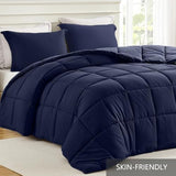 Homelike Moment Queen Comforter Set, Soft Down Alternative Bedding Set, Lightweight 3Pcs All Season, Solid-Navy Blue, Full/Queen Size Homelike Moment