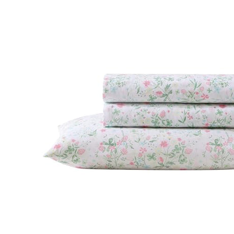 Laura Ashley Kids - Full Size Sheet Set, Soft & Wrinkle-Resistant Toddler Bedding, Fun & Whimsical Bedroom Decor, Ideal Girl Room Essentials (Posey Dance Pink) Laura Ashley