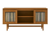Crosley Furniture Dempsey Record Player Cabinet Vinyl Storage and Display Mid-Century Modern Turntable Stand, Walnut Crosley Furniture