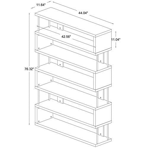 Baxton Studio Barnes 75.5-inch H 6-Shelf Bookcase, White (97-4834-HiT) Baxton Studio