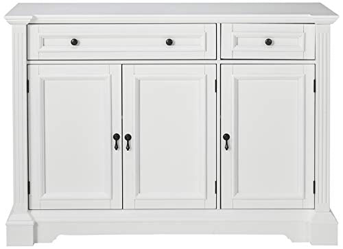 Kings Brand Furniture White Finish Wood Buffet Breakfront Cabinet Console Table With Storage, Drawers, Shelves - WoodArtSupply