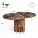 LITTLE TREE 55-Inch Rustic Oval Dining Table for 6, Wood Kitchen Table, Country Chic Furniture for Kitchen, Dining Room & Living Room Wooden Base, Brown Finish LITTLE TREE