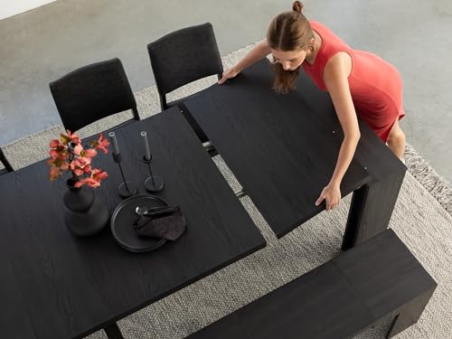 Transformer Table Dining Table Set for 4 to 12, Extendable Wood Dining Table 1 to 10 feet with Extendable Bench - Space Saving Furniture Wood (Black, Table Only) - WoodArtSupply