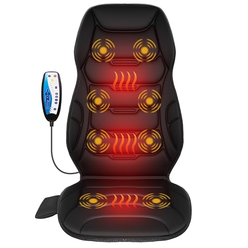 COMFIER Back Massager with Heat, Vibration Massage Seat Cushion with 8 Massage Nodes & 5 Modes, Adjustable Chair Massager Pad for Home Office, Heated Chair Pad, Gifts for Women Men Mom Dad COMFIER