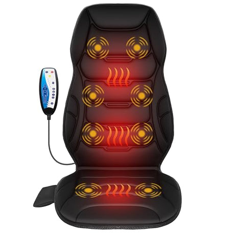 COMFIER Back Massager with Heat, Vibration Massage Seat Cushion with 8 Massage Nodes & 5 Modes, Adjustable Chair Massager Pad for Home Office, Heated Chair Pad, Gifts for Women Men Mom Dad COMFIER
