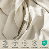 ClevaHome King Size Sheet Set - 6 Piece Soft Breathable Luxury Bed Sheet Set - Shrinkage & Fade Resistant Embroidered Bedding Sheet with Deep Pocket, 2 Extra Pillowcases (King, Oat Milk) Cleva