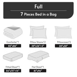 MUXHOMO 7 Pieces Full Comforter Set, Reversible Bed in a Bag Full Size, All Season Bedding Set with Comforter, Flat Sheet, Fitted Sheet, Pillowcases & Shams, Brown & Khaki