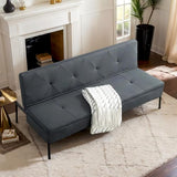 MWrouqfur Convertible Folding Futon Sofa Bed,Modern Fabric Sleeper Bed Couches with 3 Reclining Angles,68" Split Back Recliner Loveseat for Small Living Room Apartment Dorms (Grey, 70") MWrouqfur