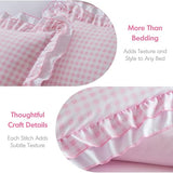 Intelligent Design Rowena Full Comforter Set – Blush Pink Gingham Ruffled Bedding, Vintage Farmhouse Style, Reversible All Season 4-Piece Bedding Set, Full/Queen, Gift for Her Intelligent Design
