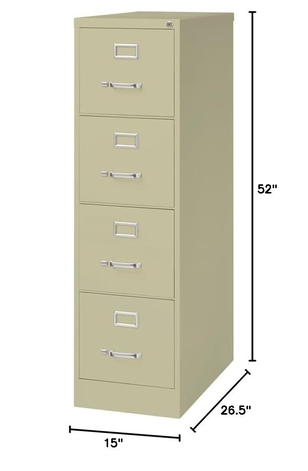 Pemberly Row 4 Drawers 52" Vertical Beige Metal Filing Cabinet Lockable Pre-Assembled Stationary Letter Size for Home, Office Pemberly Row