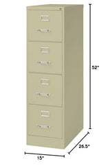 Pemberly Row 4 Drawers 52" Vertical Beige Metal Filing Cabinet Lockable Pre-Assembled Stationary Letter Size for Home, Office Pemberly Row
