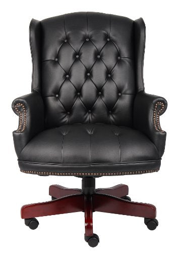 Boss Office Products Wingback Traditional Chair , Leather, in Black Boss Office Products
