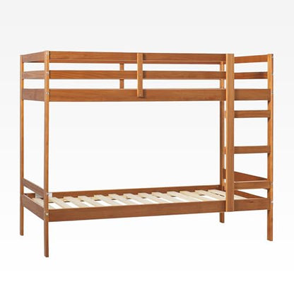 Caramel Twin-Size Children's Bunk Bed Frame by Walker Edison - WoodArtSupply