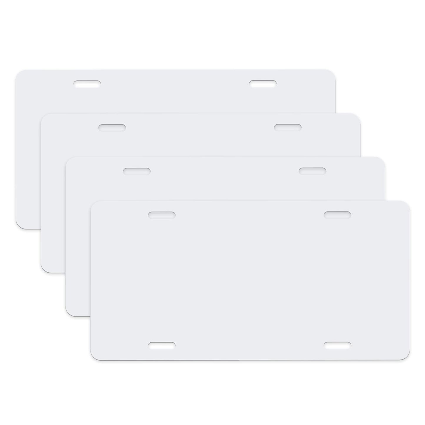 nomiou 4PCS Blank Metal Automotive License Plate Plates Tag for Custom Design Work (White)