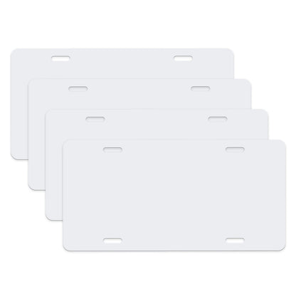 nomiou 4PCS Blank Metal Automotive License Plate Plates Tag for Custom Design Work (White)