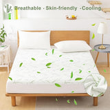 Queen Mattress Protector Waterproof Mattress Pad Washable Bamboo Rayon Mattress Cover Breathable Noiseless Bed Protector 5" - 21'' Elastic Fitted Deep Pocket Softhour